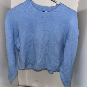 Fuzy Cropped Blue Sweater